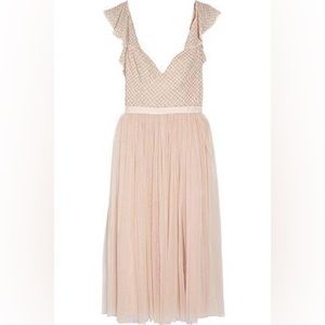 Needle & Thread Swan Dress Blush Pink Beaded Size 8